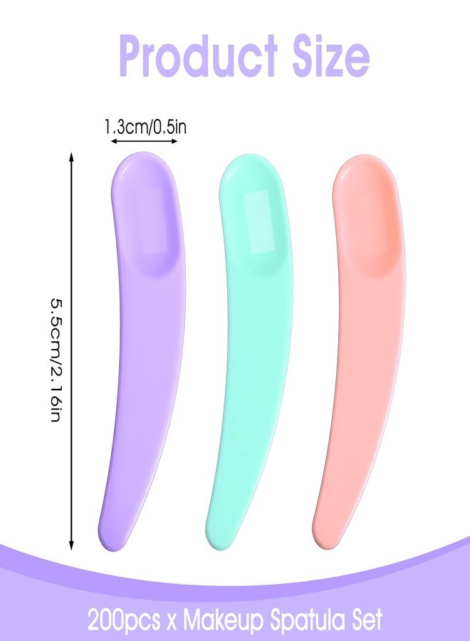 Ajcotahm 200 Pcs Mini Spatula for Cosmetics, Plastic Makeup Spatulas Mini Disposable Skincare Scoop Spatula for Cosmetics Facial Cream Mask Mixing and Sampling (Purple Pink Blue) - Image 2